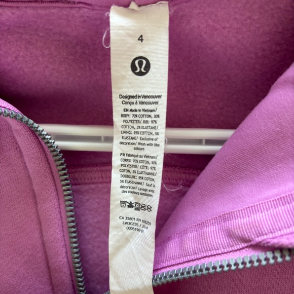 Lululemon Full-Zip Cropped Hoodie , Size 4 , Dahlia Mauve - Picture 5 of 8